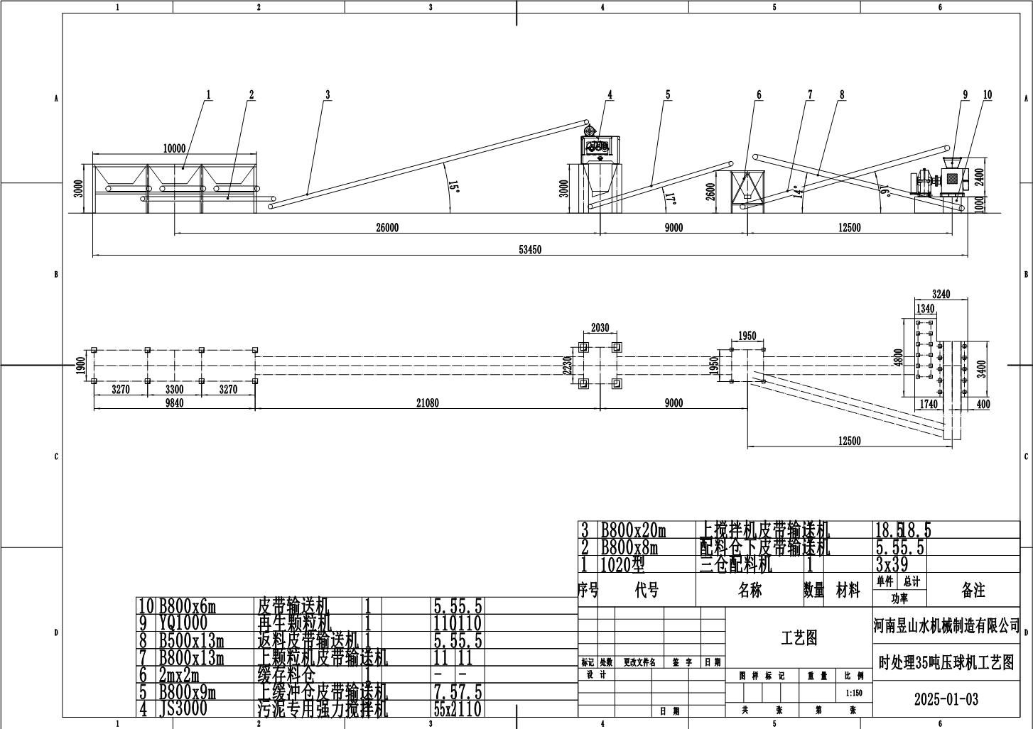 時處理35噸壓球設備生產線工藝設計
